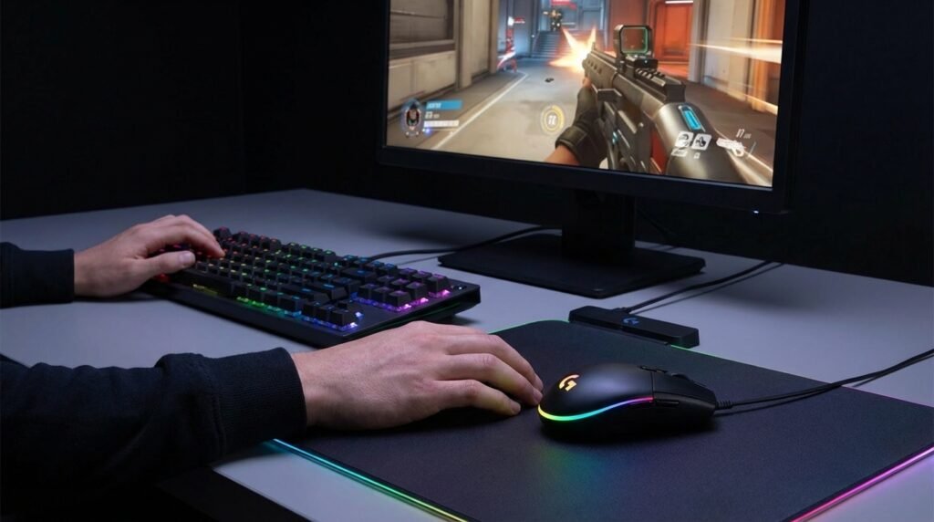 เกมเมอร์ใช้เมาส์ Logitech G102 Lightsync เล่นเกม