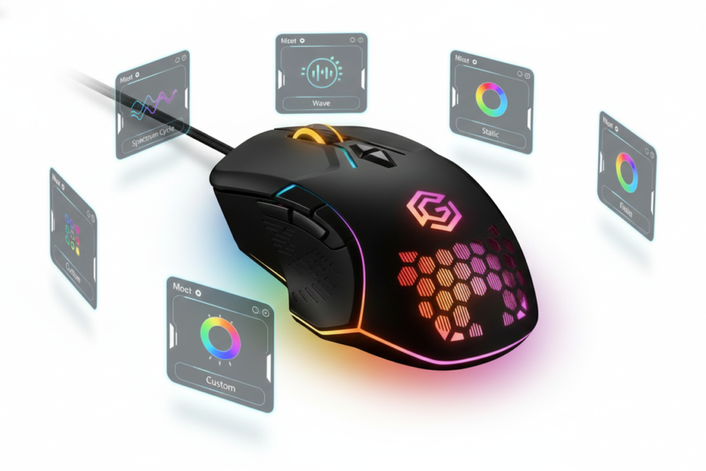 เมาส์เกมมิ่ง RGB iwachi g2 ไฟ 7 โหมด ปรับแต่งได้หลายรูปแบบ