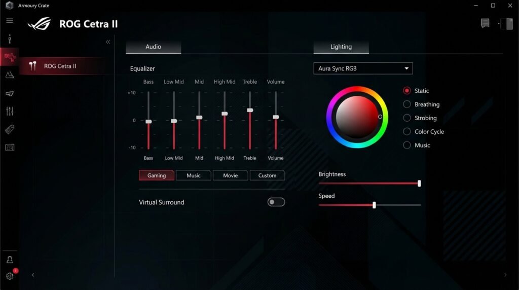 ASUS Armoury Crate Software สำหรับ ROG Cetra II