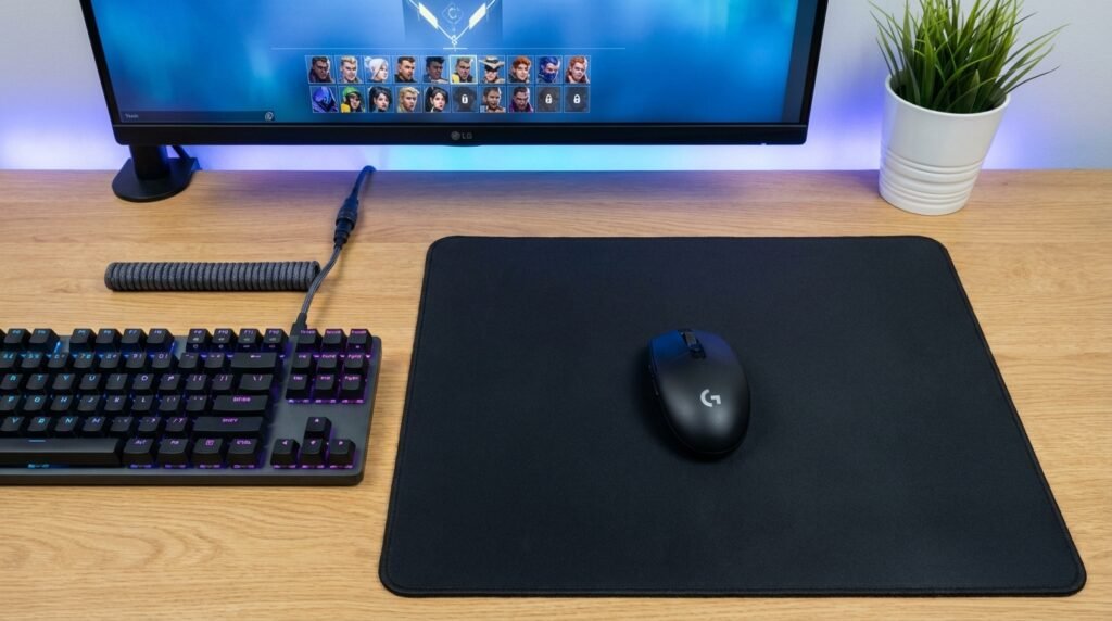 Logitech G305 บนโต๊ะเกมมิ่ง setup พร้อมอุปกรณ์ครบครัน