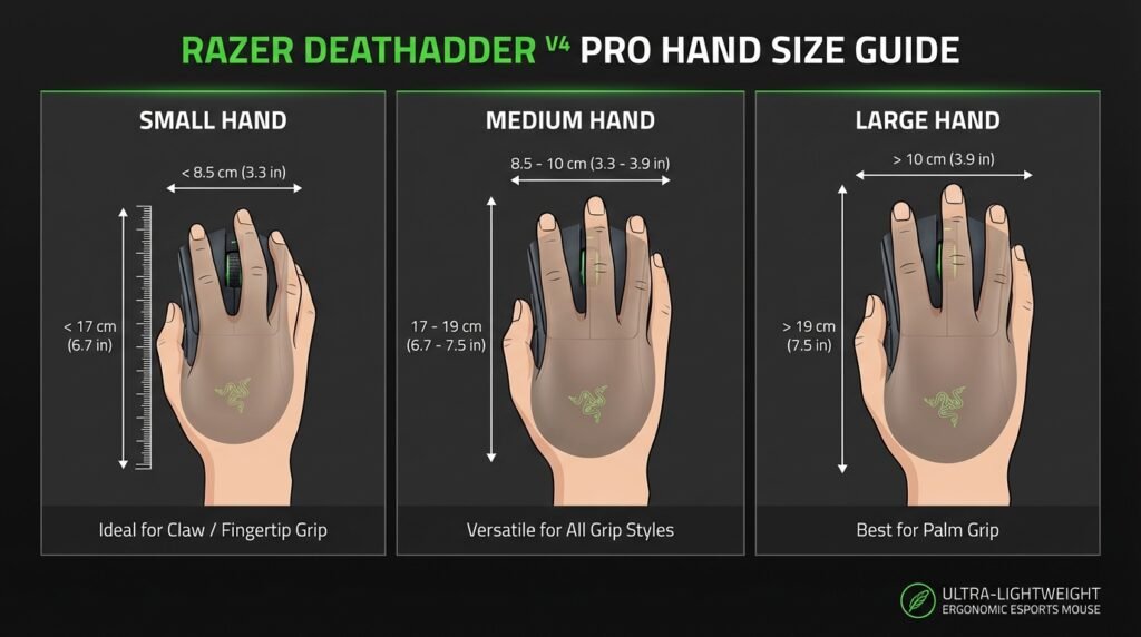 คู่มือขนาดมือสำหรับ Razer DeathAdder V4 Pro