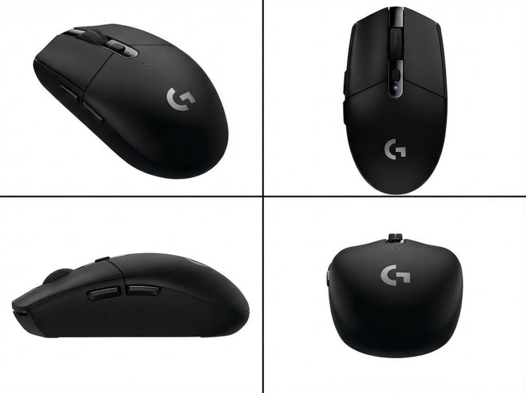 Logitech G305 มุมต่างๆ แสดงการออกแบบแบบ ambidextrous
