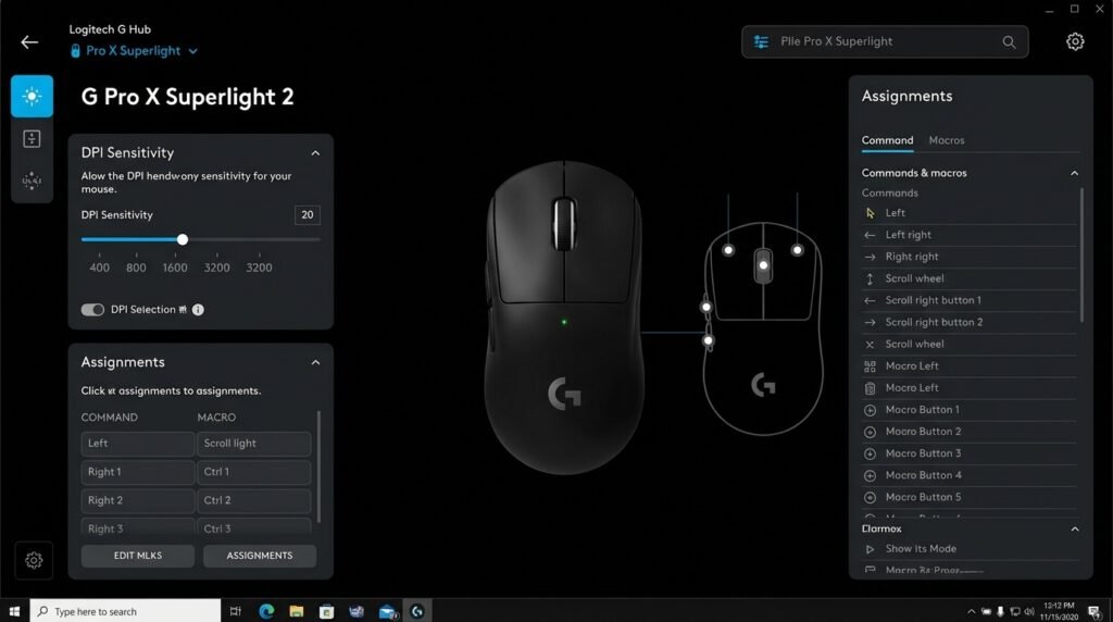 ซอฟต์แวร์ Logitech G Hub สำหรับปรับแต่งการตั้งค่า Logitech G Pro X Superlight 2