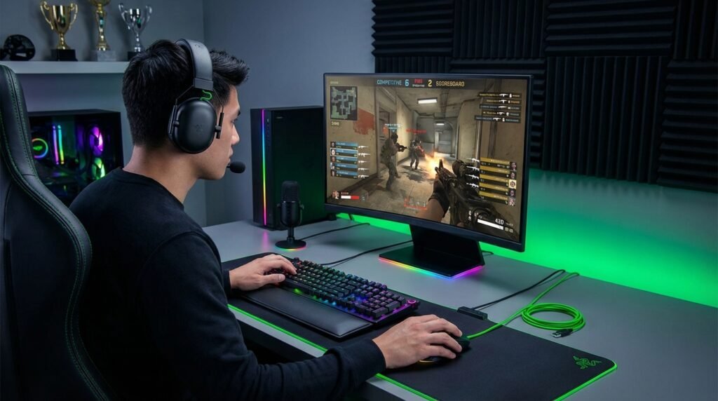 เกมเมอร์ใช้ Razer BlackShark V2 X เล่นเกม FPS