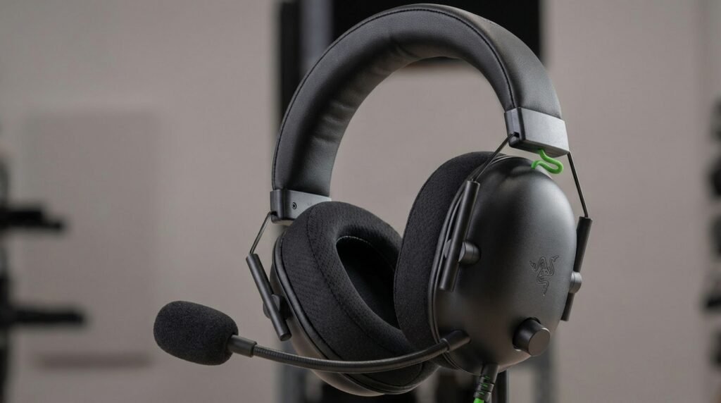 มุมด้านข้าง Razer BlackShark V2 X แสดง memory foam earcup