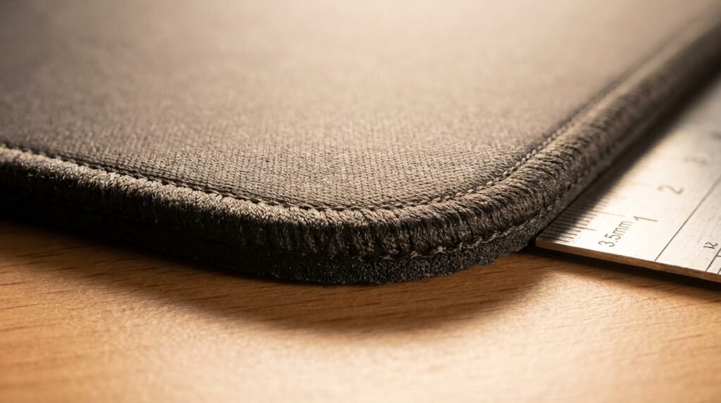 ขอบเย็บและความหนาแผ่นรองเมาส์ SteelSeries QcK Performance