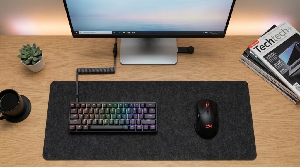 HyperX Pulsefire Dart บนโต๊ะเกมมิ่ง setup