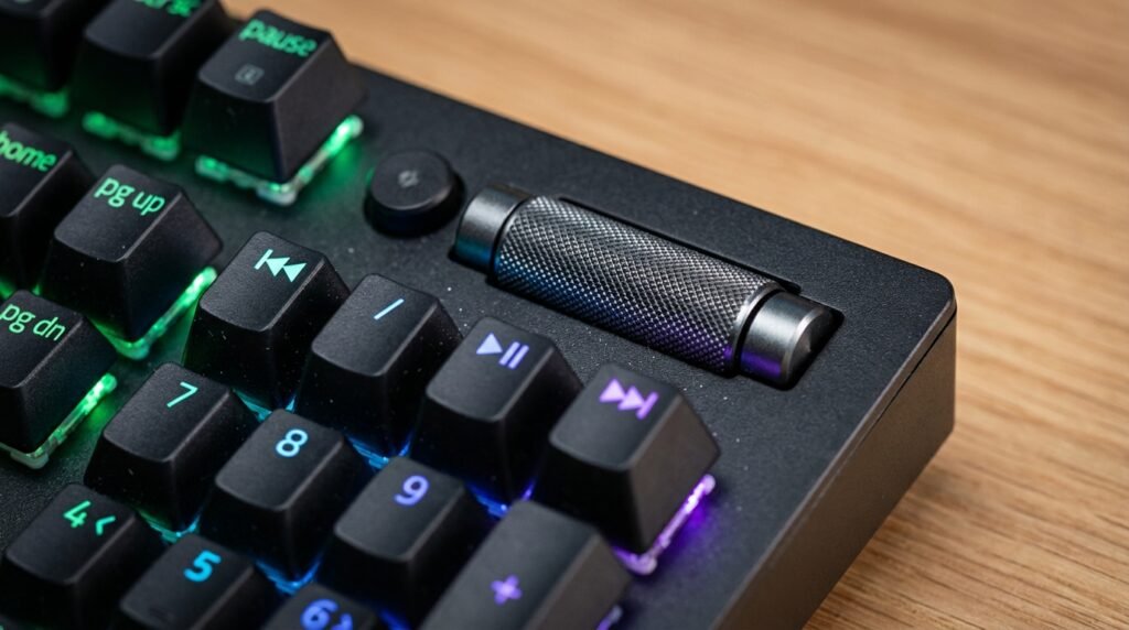 Media controls และ volume roller ของ Razer BlackWidow V3