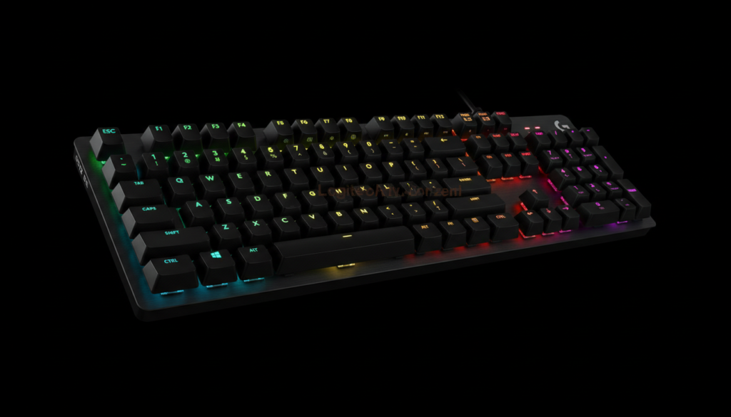เอฟเฟกต์ไฟ RGB LIGHTSYNC บนคีย์บอร์ด Logitech G512 สีรุ้ง