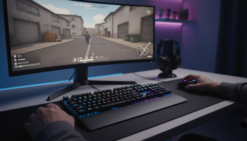 เกมเมอร์ใช้คีย์บอร์ด Logitech G512 เล่นเกม FPS competitive gaming