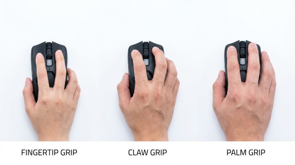 เปรียบเทียบขนาดมือกับ Razer Viper V2 Pro แบบ fingertip claw palm grip