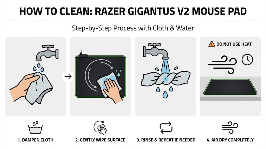 วิธีทำความสะอาดแผ่นรองเมาส์ Razer Gigantus V2