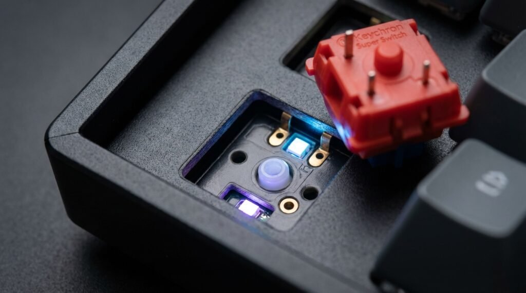 Keychron K4 hot-swappable switch socket close-up detail