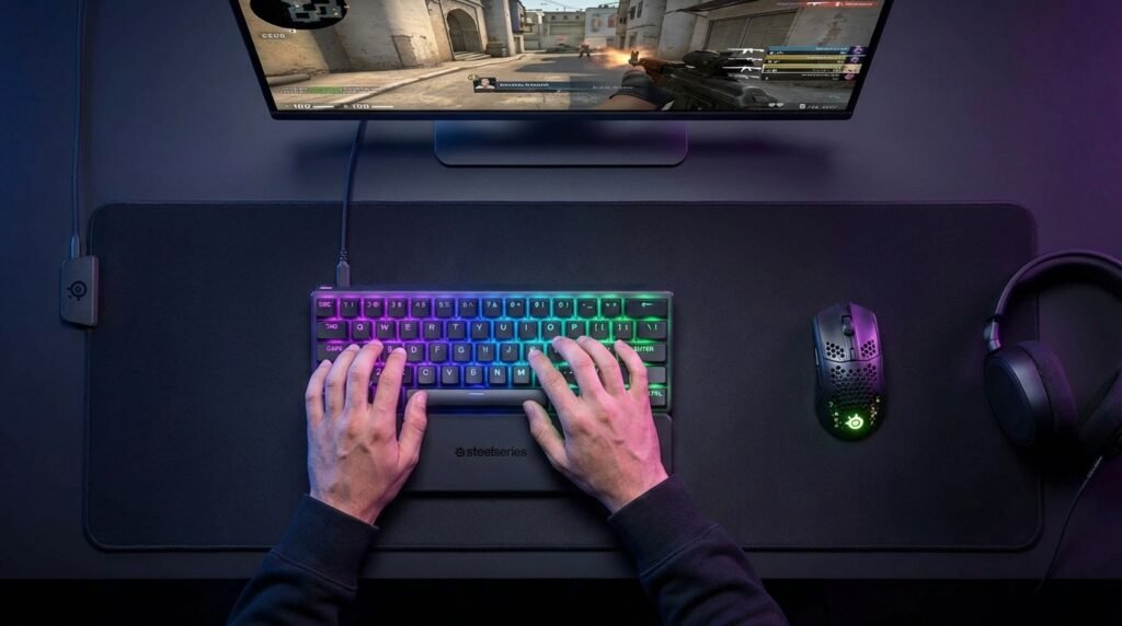 เกมเมอร์ใช้งาน SteelSeries Apex Pro Mini Wireless เล่นเกม FPS