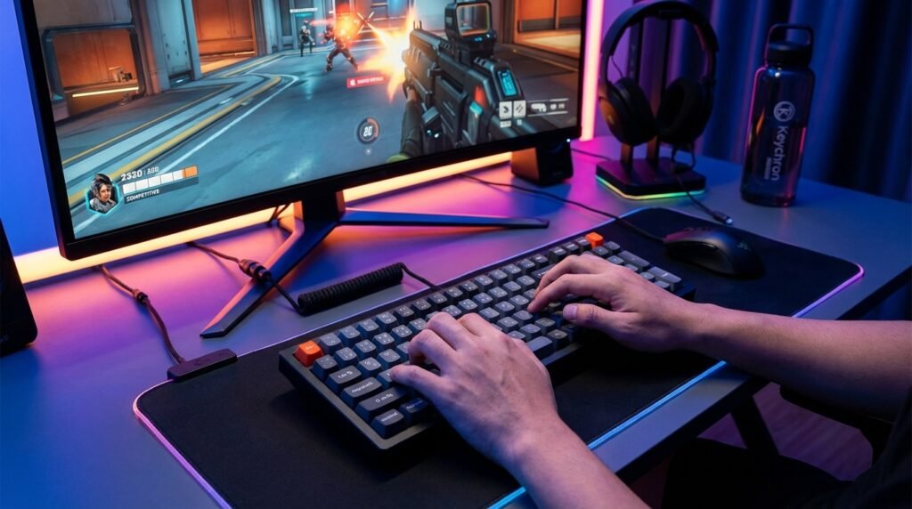 เกมเมอร์ใช้คีย์บอร์ด Keychron K4 เล่นเกม FPS